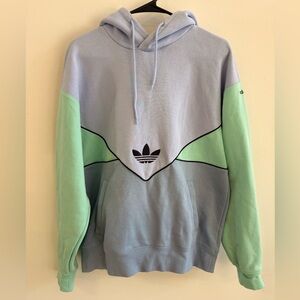 Adidas Men's Mint and Light Blue Hoodie